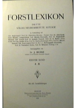Forstlexikon tom I, 1929r.