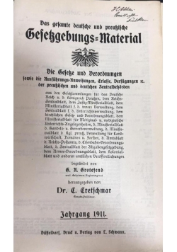 Das gesamte deutsche und preusische Gesetzgebungs-Material, 1911 r.