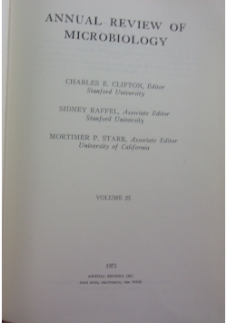 Annual Review of Microbiology Volume 25