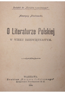O literaturze Polskiej ,1904r.