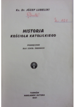 Historia Kościoła Katolickiego ,1931r.
