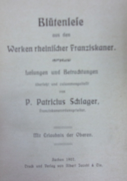 Blutenlese aus den Werken rheinischer Franziskaner, 1907 r.
