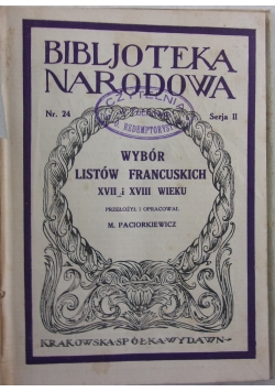 Wybór listów francuskich XVII i XVIII wieku, 1923 r.