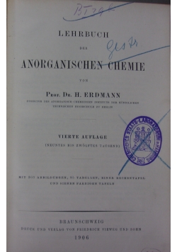 Lehrbuch der Anorganischen Chemia, 1906 r.