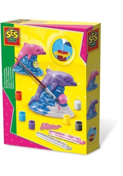Delfin Odlew gipsowy z brokatem