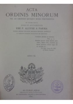 Acta Ordinis Minorum, 1892 r.