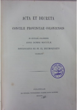 Acta et decreta, 1862