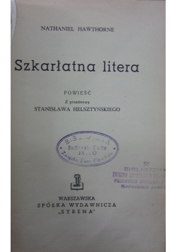 Szkarłatna Litera ,1947r.