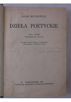 Dzieła poetyckie, 1935 r.
