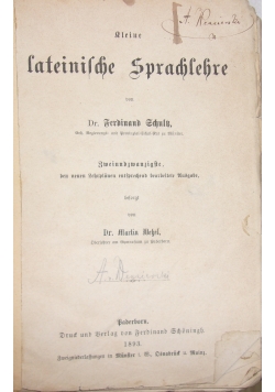 Lateinische Sprachlehre, 1893 r.