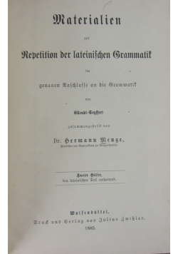 Materialien zur Repetition der Lateinischen Grammatik, 1885r.