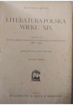 Literatura Polska wieku XIX, 1928r