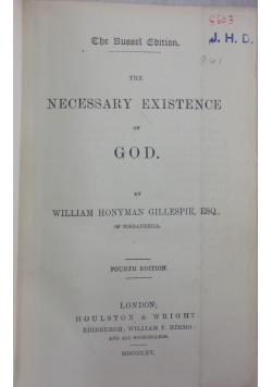 The necessary existence of god,1865 r.
