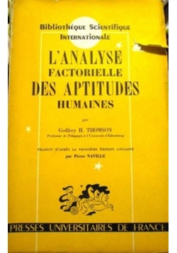 L'analyse factorielle des aptitudes humaines