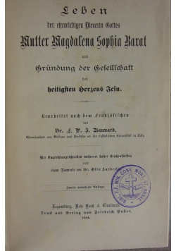 Leben Magdalena Sophia Barat, 1884 r.