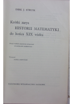 Krótki zarys historii matematyki do końca XIX wieku