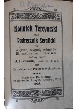 Kwiatek Tercyarski, podręcznik seraficki, 1921 r.