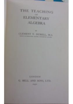 The teaching of elementary algebra,1931 r.