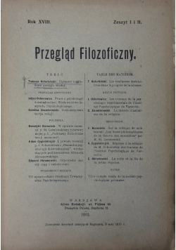 Przegląd filozoficzny. Zeszyt I i II, 1915 r.