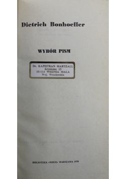 Bonhoeffer - Wybór pism
