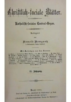 Christlich lociale Blatter, 1879 r.