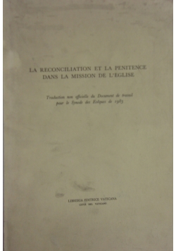 La reconciliation et la penitence dans la mission de l' eglise