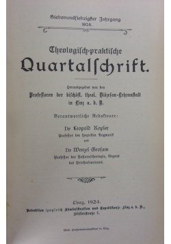 Therologisch=praktische Quartalschrift. 1924r.
