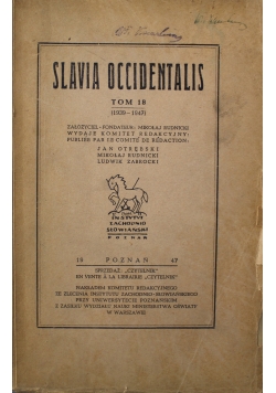 Slavia Occidentalis tom 18 1947 r