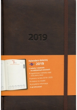Kalendarz 2019 książkowy A5 dzienny Lux ciemny brąz