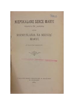 Rozmyślanie na miesiąc Maryi,1914r.