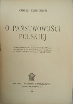 O Państwowości Polskiej,1920r.