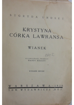 Krystyna córka Lawransa - wianek, 1930r.