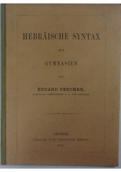 Hebraische syntax fur gymnasien, 1892 r.
