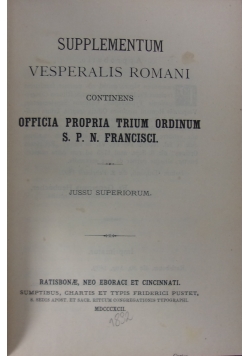 Supplementum Vesperalis Romani, 1892r.