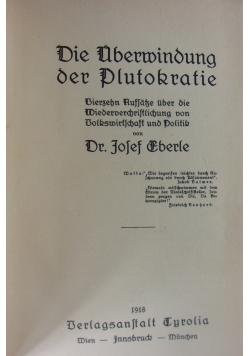 Die Überwindung der Plutocratic, 1918 r.