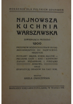 Najnowsza kuchnia warszawska, 1921 r.