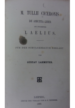 De Amicitia Liber ,1862r.
