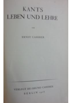 Kants Leben und Lehre, 1918 r.