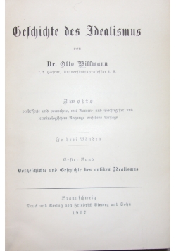 Geschichte des Idealismus,1907r.