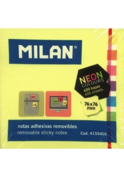 Karteczki samoprzylepne Neon mix kostka 400 sztuk