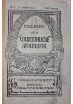 Magazin fur volkstumliche apologetik, ok. 1911r.