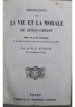 La Vie Et La Morale De Jesus - Christ 1860 r.