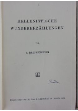 Hellenistische Wundererzahlungen, 1906 r.
