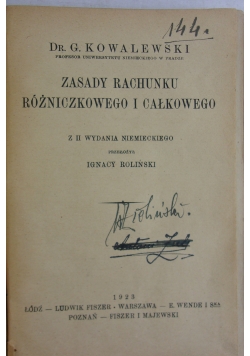 Zasady Rachunku różniczkowego i całkowego, 1923 r.