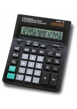 Kalkulator biurowy CITIZEN SDC-664S, 16-cyfrowy, 199x153mm, czarny