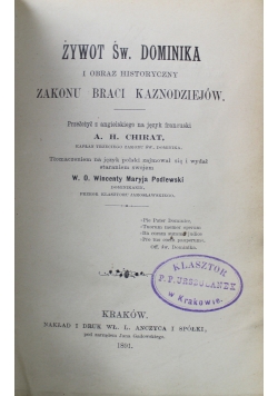 Żywot Św. Dominika i obraz historyczny zakonu Braci Kaznodziejów 1891 r.