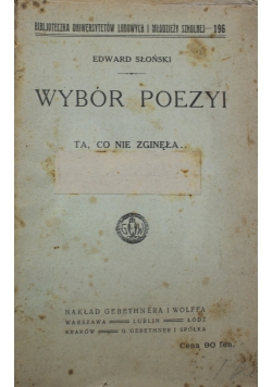 Słoński wybór poezyi 1919 r.
