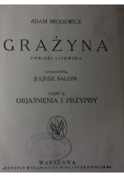 Grażyna-objaśnienia i przypisy, 1927 r.
