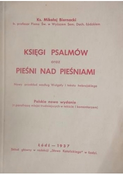 Księgi psalmów oraz pieśni nad pieśniami, 1937r.