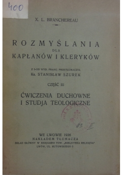 Rozmyślania dla kapłanów i kleryków, 1936r.